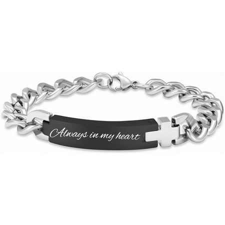 Cremation Jewelry Cross Urn Bracelet for Ashes Human Pet Cremation Bracelet Memorial Keepsake Urn Jewelry for Women/Men Curb Link Bracelet 20/22/24 CM