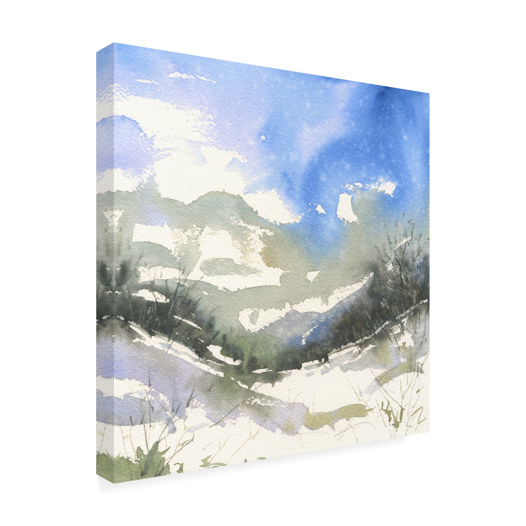 Canvas Wall Art - Randy Noble Fine Art 'Winter Run' Wall Art for Living Room, Bedroom, or Office Décor by Trademark Fine Art - 18 x 18 Inches