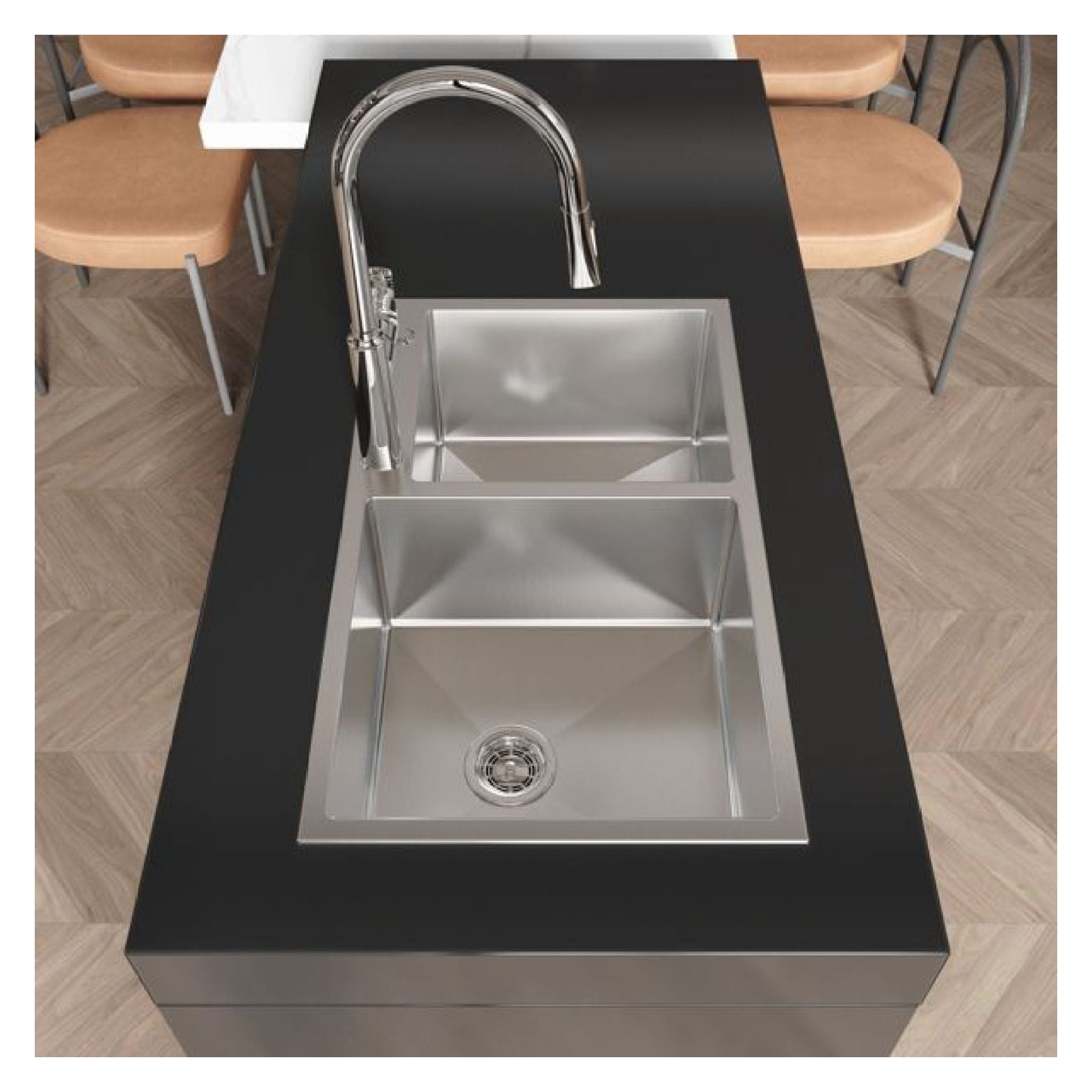 Stainless Steel Kitchen Sink 32x19x10 Inch - Double Bowl Drop-in Sink with Sound Dampening, S304 Nano Gray Finish, Dishwasher Safe, Durable Household Sink