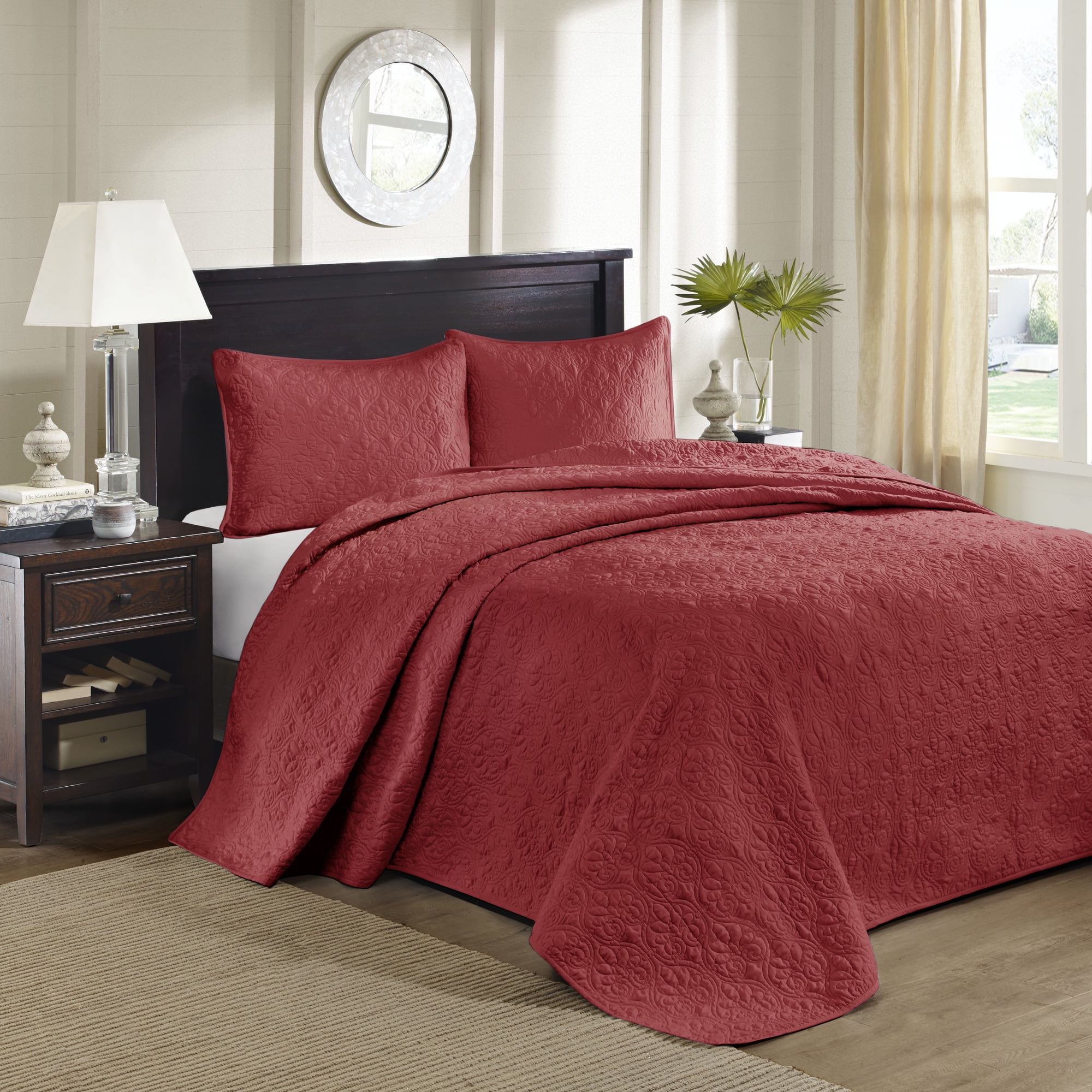 3pc King Vancouver Reversible Bedspread Set Red - Madison Park