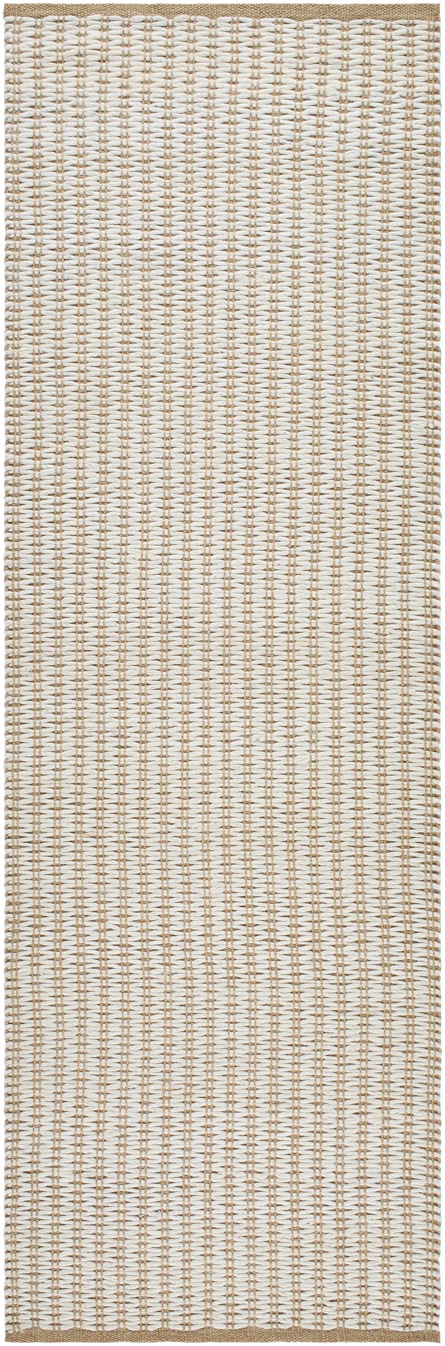 Hauteloom Ievan Boho Hand Woven Natural Fiber Wool Soft Runner Rug - Farmhouse Minimalist Geometric Dotted Carpet - Cream, Beige, Ivory - 2'6" x 8'