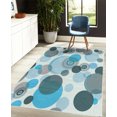 thumbnail image 4 of Earth Tones Decorative Rug, Abstract Pastel Pattern with Overlapping Chaotic Spots and Ring Shapes, Quality Carpet for Bedroom Dorm and Living Room, 6 Sizes, Dark Sky, by Ambesonne, 4 of 4