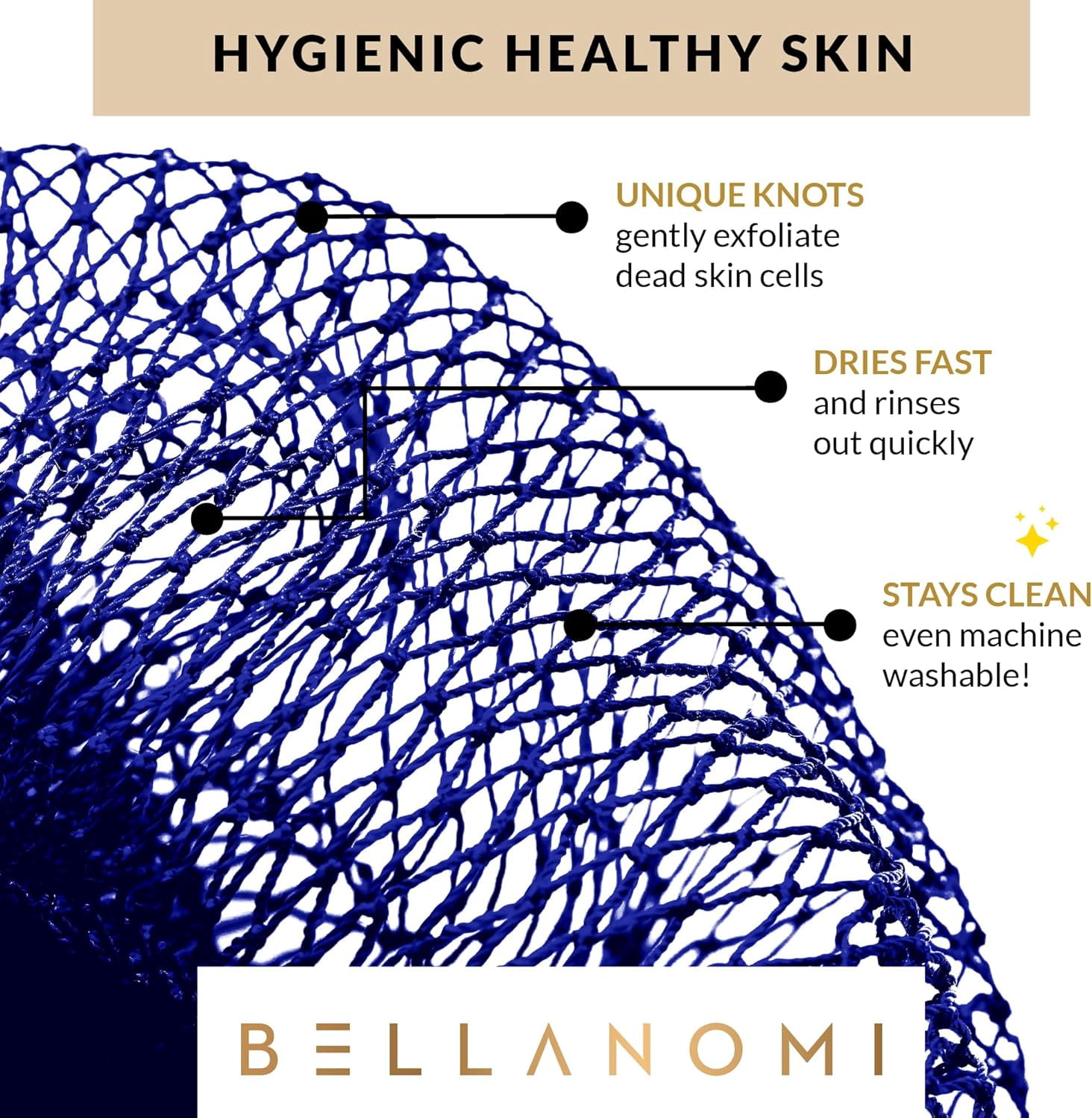 Bellanomi  African Net Sponge - Authentic Sapo Exfoliating Net, Ethically sourced from Nigeria, 45" Long Back Scrubber, Quick Dry Loofah Alternative for Gentle Exfoliation Daily Use