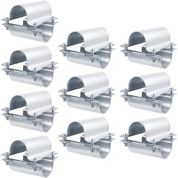 PinesC Ensemble de 10 Pinces de Connecteur de Tuyau de Serre Croix Grille Support en Purlin pour Tuyau 1-3/8 Pouce, Acier au Carbone Q235B Clip de Raccord de Tuyau Chaîne Pièce de Clôture avec Boulons et Écrous Acier