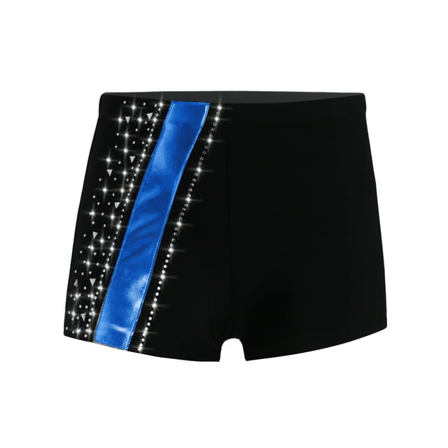 Moggemol Kids Girls Dance Shorts Ballet Gymnastics Dance Bottom Shiny Rhinestone Shorts Royal Blue 6