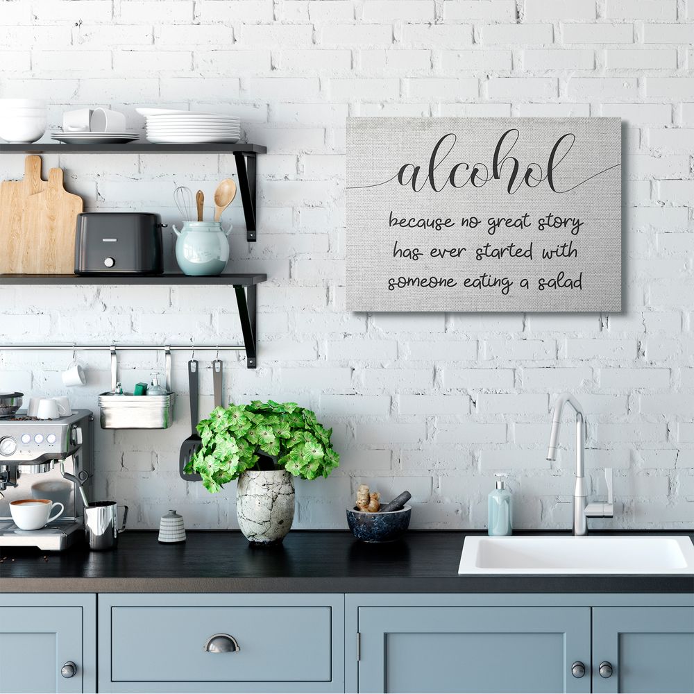 Stupell Industries Alcohol Because No Great Story Has Salad Quote Designed by Daphne Polselli