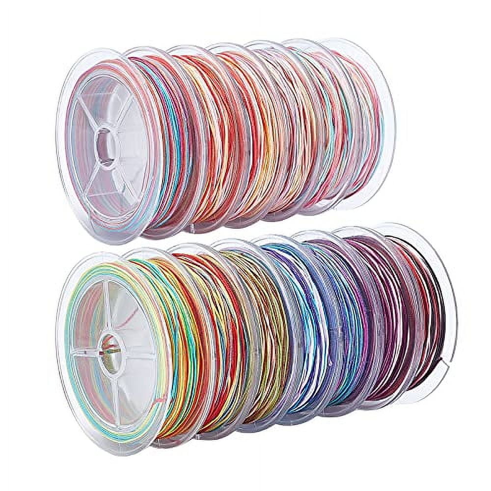 19 Colors Polyester Cord 0.5mm Round Beading String Knotting Wire for Chinese Knotting Kumihimo Beading Macramé Jewelry Making Sewing- 37~40 Yds/Roll