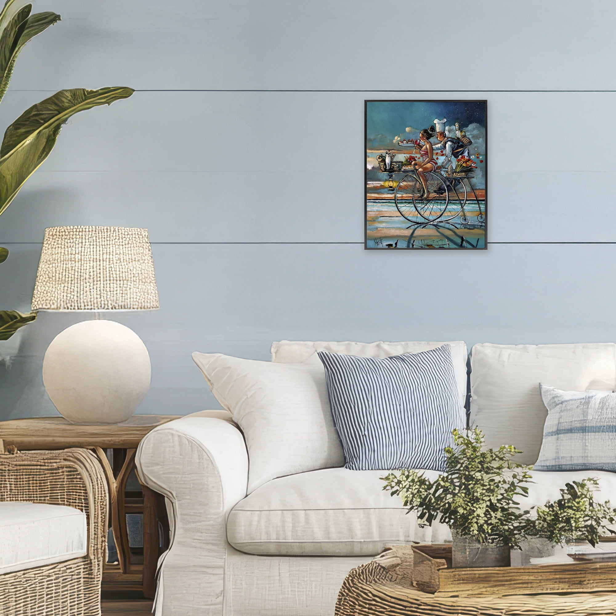 Stupell Industries Zaan's Dream Seaside Bicycle Ride Black Framed Giclee Art, design by Ronald West