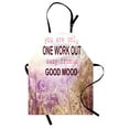 thumbnail image 1 of Fitness Saying Apron, You are Only Workout Away from a Mood on Effect Scene Woodland Scene, Unisex Kitchen Bib with Adjustable Neck for Cooking Gardening, Adult Size, Maroon Dark Pink, by Ambesonne, 1 of 4