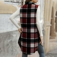 thumbnail image 5 of Sokhug Women's Plaid Wool Sleeveless Button Vest - Sleeveless Turn Down Collar Top Blouse Ladies Lapel Pocket Shirt Top, 5 of 5