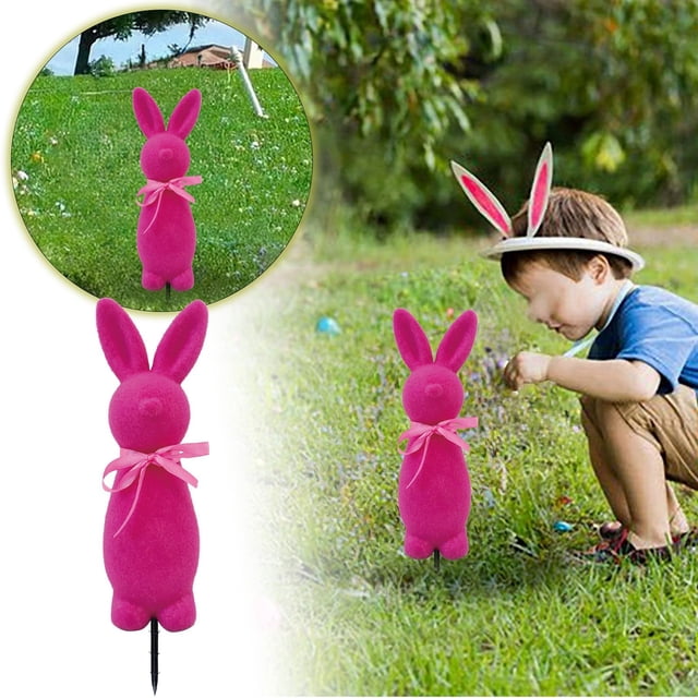 Kcodviy Easter Theme Ground Bunny Porch Insert Outdoor Indoor Seasonal Embellishment