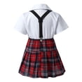 thumbnail image 6 of ZDHoor Kids Girls Japanese School Girls Bowknot Shirt Suspender Pleated Skirt JK Uniform White 7-8, 6 of 7