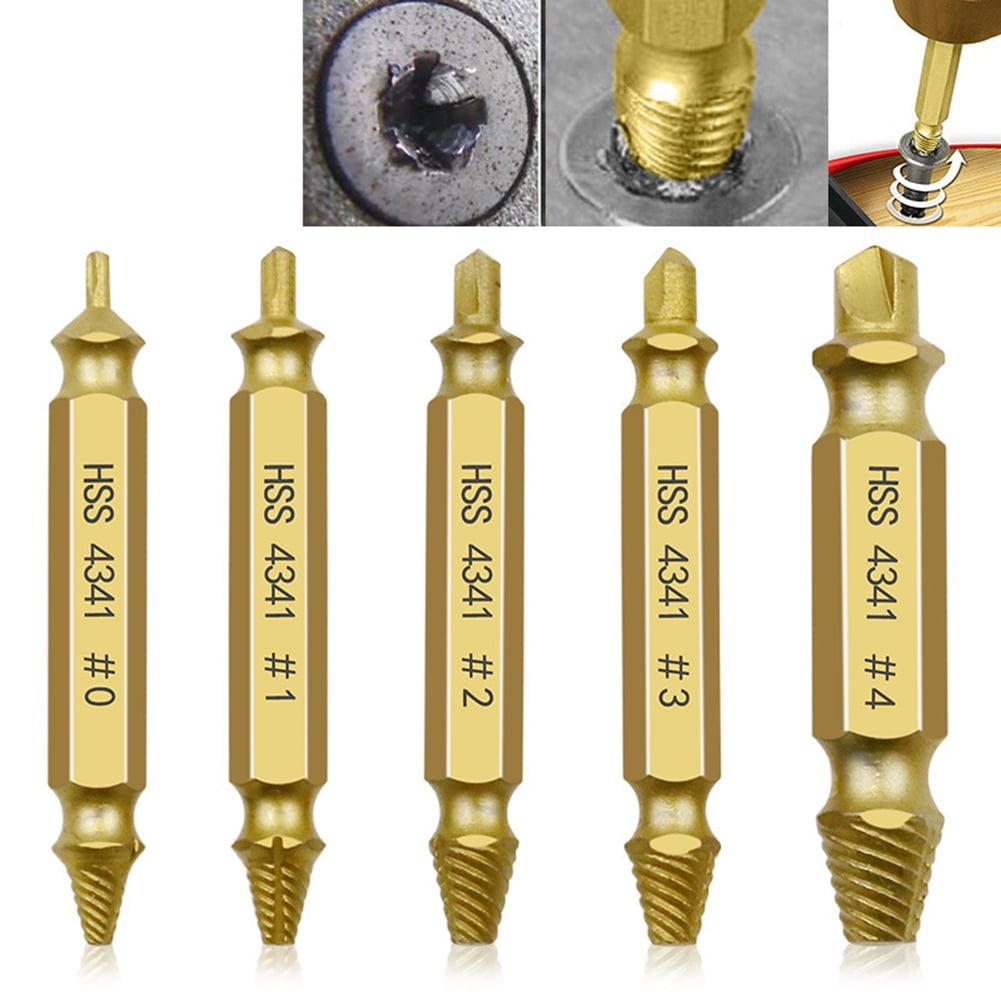 Screw Extractors 5Pcs Damaged Broken Screws Removal Tool Used in Removing the Damaged Bolts Drill Bits Studs Broken Remover