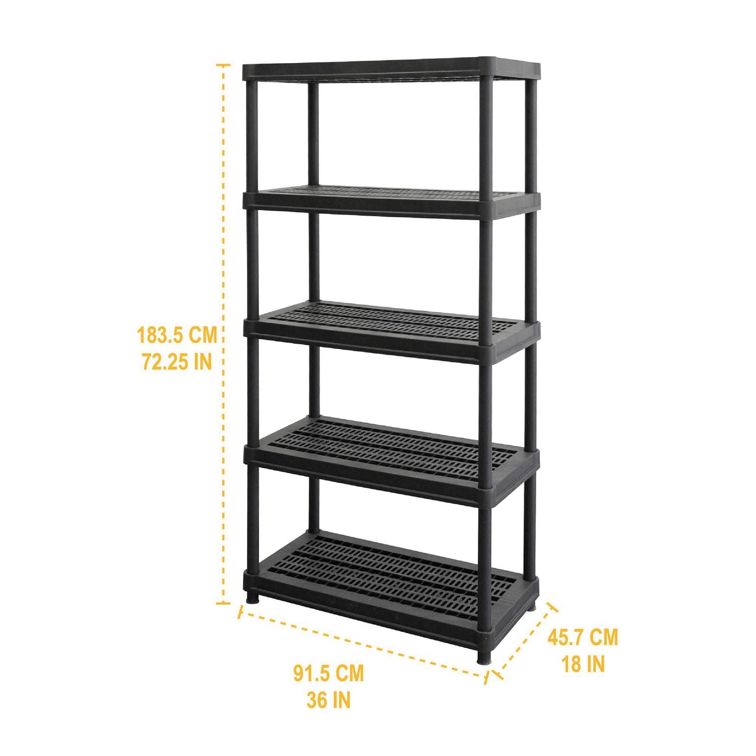 Ramtuff  5-Levels Plastic Shelving System 18'' x 36'' x 73"