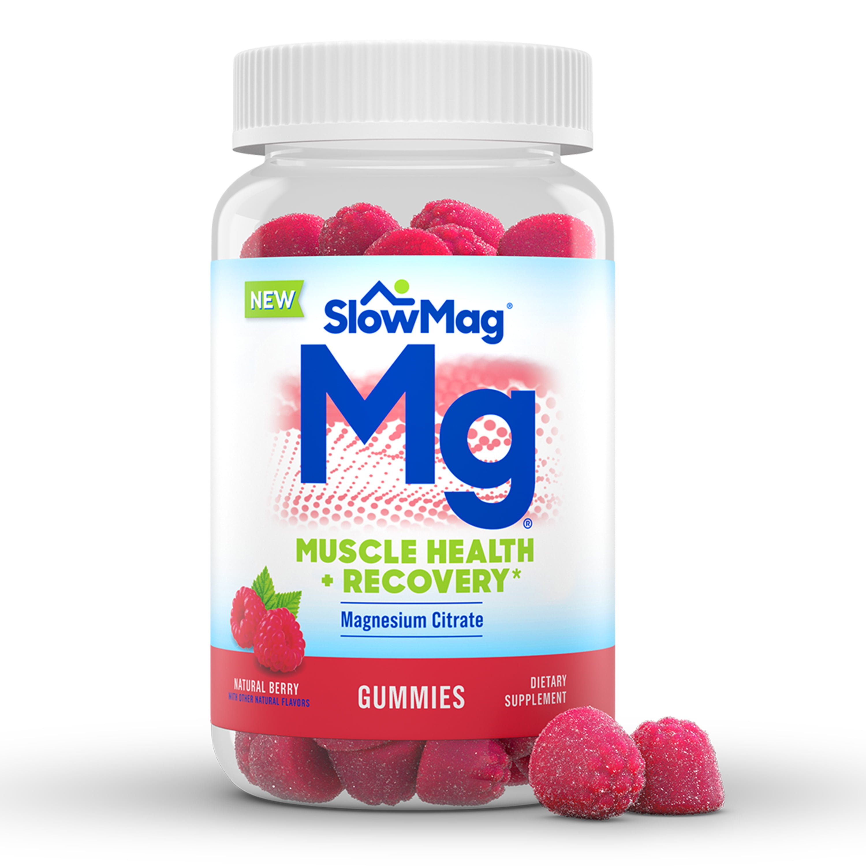 SlowMag Mg Muscle Health + Recovery* Magnesium Citrate Supplement Gummies, Berry, 60 Ct