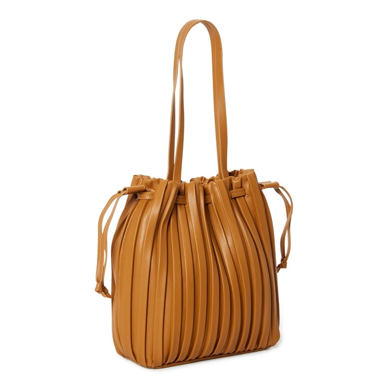 Time Tru Women s Pleated Bucket Handbag Walmart