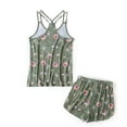 thumbnail image 2 of Defitshape Women's 2 Piece Cami Shorts Pajamas Summer Soft Holiday Family Cami Cool Lightweight Modal Pjs Olive X-Large, 2 of 4