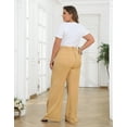 thumbnail image 6 of HDE Womens High Waisted Dress Pants Long Wide Leg Palazzo Trouser Tall S-Plus Dark Khaki S, 6 of 6