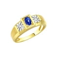 thumbnail image 3 of RYLOS Men's Rings Yellow Gold Plated Silver Classic 6X4MM Oval Gemstone &  Diamond Ring Blue Star Sapphire Birthstone Rings For Men, Silver Rings, Size 13, 3 of 7