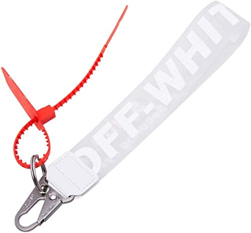 OW Industrial Belt Keychain Personality Rubber&Canvas Strap Lanyard Durable Office Badge Lanyard Canvas-White 