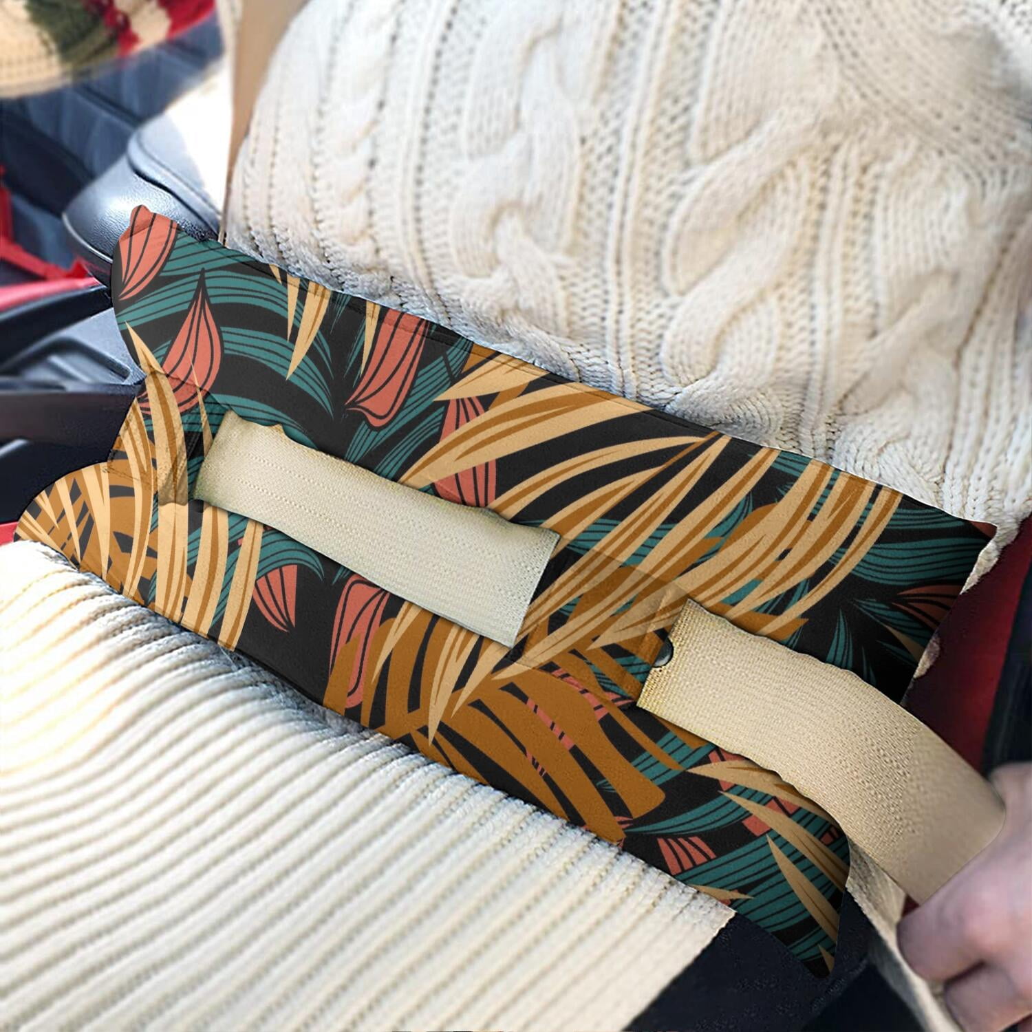 Hawaiian Tropical Plant Seat Belt Pillow for Surgery - Aloha Floral Mastectomy Cushion - Comfortable Chest Protector After Surgery with Retro Design
