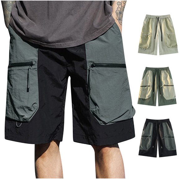 Cargo Shorts For Men Multi Pockets Plus Size Elastic Waist Solid Color Summer Casual Pants Outdoor Sports Leisure Work Hiking Workwear Gifts for Men Black M