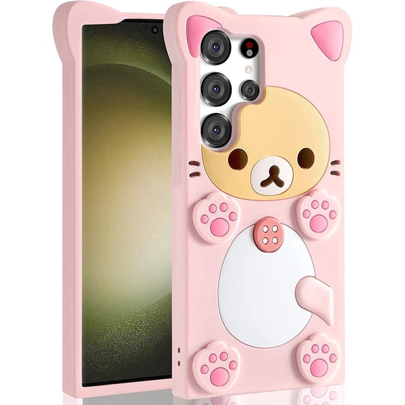 for Samsung Galaxy S23 Ultra 6.8"3D Kawaii Cute Cartoon Bear Cool Fun Funny Bear Soft TPU Case Silicone Cover for Samsung Galaxy S23 Ultra