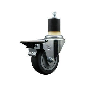 3.5 Inch Thermo Rubber Swivel 1-7/8 Inch Expanding Stem Caster with Brake