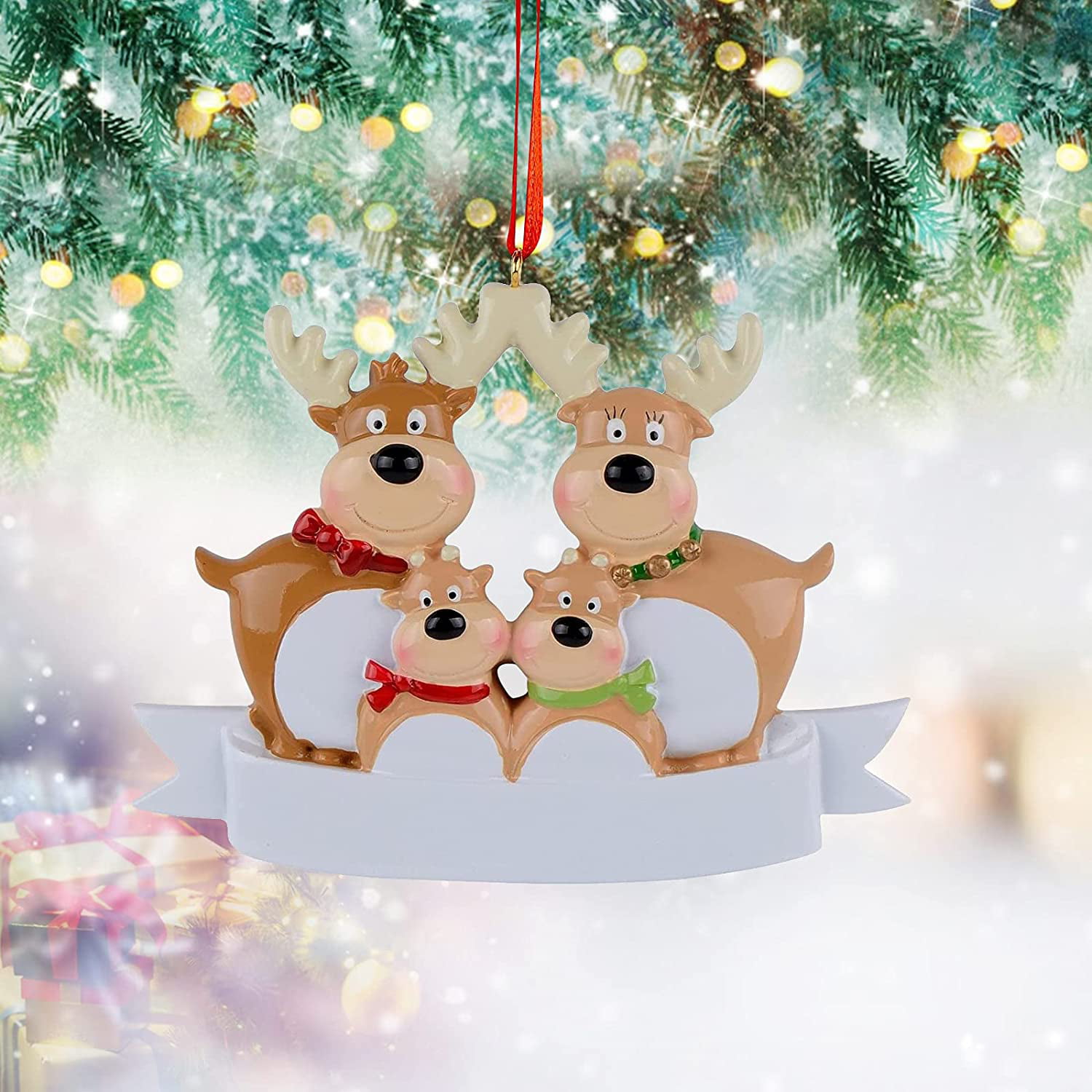 Family of 2 Personalised Family Christmas Xmas Tree Bauble Decoration Ornament 3 Bears on Sled Family 4 Groups 2 5 & 6 