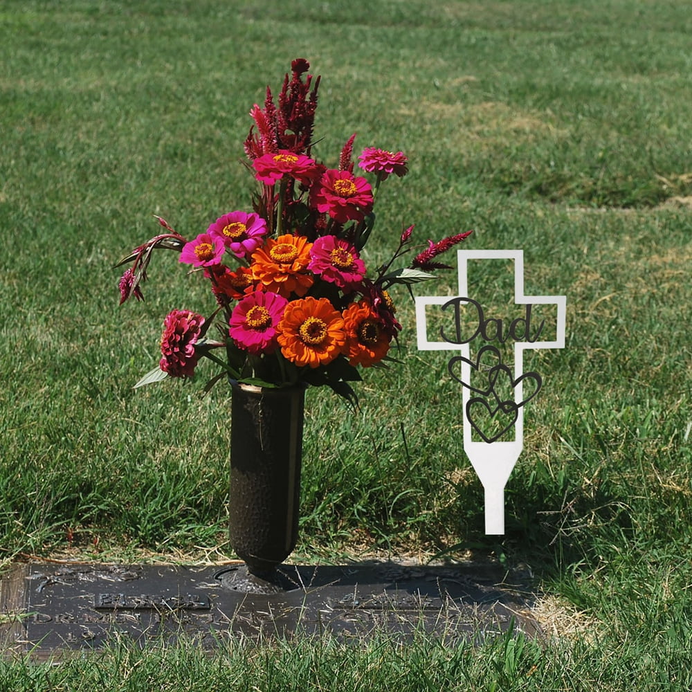 Grave Crosses for Cemetery, Grave Flowers, Memorial Cross for Cemetery Grave Metal Cross Garden