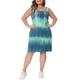 thumbnail image 1 of Vestidos de verano sin mangas de tie dye de talla grande Agnes Orinda para mujeres, vestido casual suelto tipo camiseta de playa 1X azul verde, 1 of 6