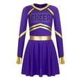 thumbnail image 5 of TiaoBug Girls Kids Diamond Long Sleeve Dance Dresses Cheer Leader Cheerleading Team Uniform Dress Up Dark Purple 14, 5 of 7