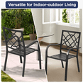thumbnail image 4 of SUNCROWN Patio Metal Outdoor Dining Stackable Wrought Iron Porch Chair Set of 2, Black, 4 of 6
