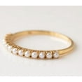 thumbnail image 2 of 14k Gold dainty pearl ring, pearl stacking band ring, pearl eternity wedding band, june birthstone, promise ring, christmas gift for mom, 2 of 4