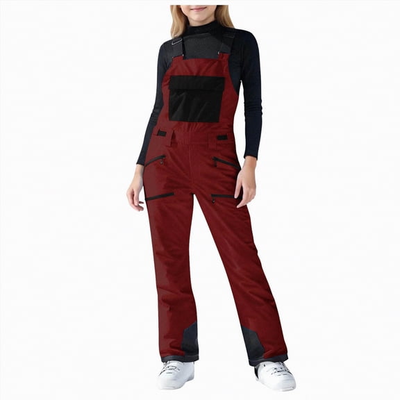 UAYOTSE Toddler Kids Snow Ski Bib Overalls Jumpsuit Winter Trousers Warm Pants for Boys Girls Zip up Insulated Suspenders Snow Pants,Sizes 12-13 Years