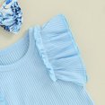 thumbnail image 5 of Okbabeha Newborn Baby Girl Summer Clothes Ruffle Sleeveless Ribbed Romper Floral Layered Shorts Headband 3Pcs Outfit, 5 of 7