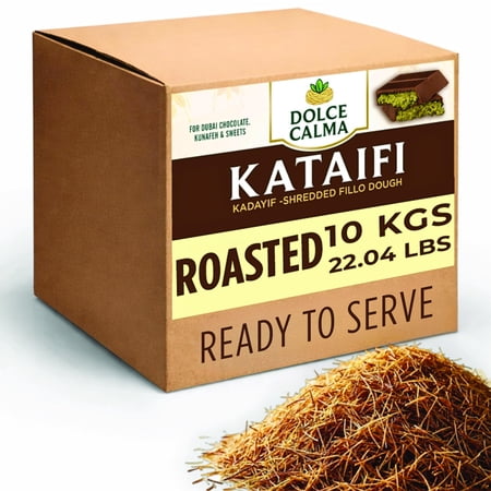 Dolce Calma 22 lb GGA1 Roasted Kataifi Dough Large Bulk Pack | Kadayif for Dubai Chocolate Bar & Kunafa Desserts | Pre-Toasted Shredded Fillo for Baklava & Bakery Creations