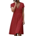 thumbnail image 1 of EQWLJWE Robes d'Été pour Femmes 2022 Mode Robe d'Été Décontractée Col en V Imprimé Floral Manches Courtes Robe Ample Invité de Mariage pour Femmes, 1 of 7