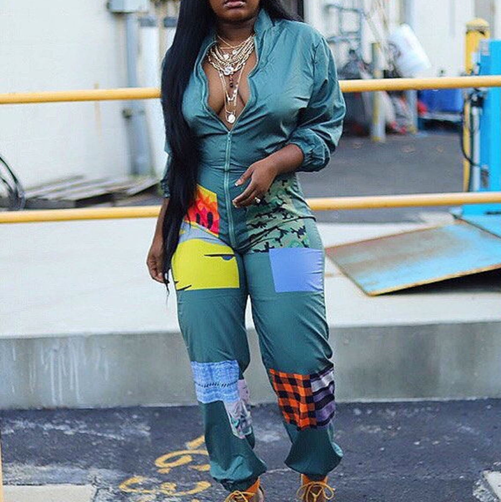 Patchwork camo jumpsuit cheap