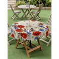 thumbnail image 4 of Outdoor Tablecloth with Umbrella Hole for Patio/Picnic/Party/Camping, Red Blue Poppy Floral Waterproof Table Cloth Round Cover Washable, Vintage Spring Flowers Linen (Dia 54"), 4 of 8
