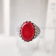 thumbnail image 2 of NEW Coral Mans Ring, Natural Red Coral Ring, Unisex Ring, Silver Jewelry, 925 Silver Ring, Birthday Gift, Heavy Mens Ring, Arabic Design, Ottoman Style Ring, Christmas, Turkey Mens Signet Ring, 2 of 7