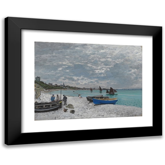 Claude Monet 14x11 Black Modern Framed Museum Art Print Titled - The Beach at Sainte-Adresse (1867)