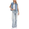 thumbnail image 2 of INSPIRE CHIC Chaleco de Denim para Mujer con Botones, Acabado Lavado, Desgastado, Sin Mangas, con Bolsillos, Talla L, Azul Lavado, 2 of 6