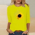 thumbnail image 2 of KIHOUT Hauts en Liquidation, Chemises à Manches 3/4 pour Femmes Imprimé Graphique Tournesol Blouse Col Rond Tunique Décontractée d'Automne Chandail Chandails en Molleton, 2 of 4