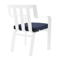 thumbnail image 3 of Contemporary Modern Urban Designer Outdoor Patio Balcony Garden Furniture Side Dining Armchair Chair, Fabric Aluminum, Navy Blue White, 3 of 6