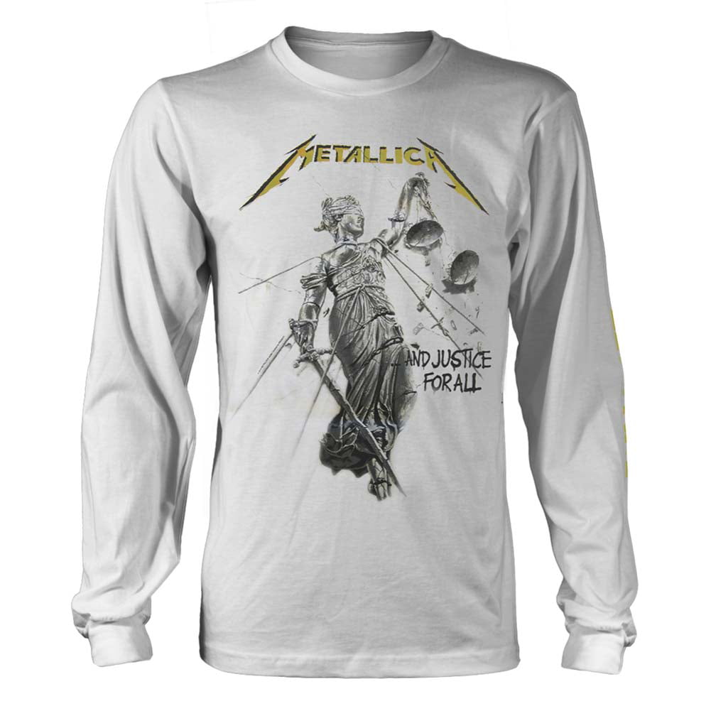 Metallica T Shirt Justice For All Band Logo Official Mens White 
