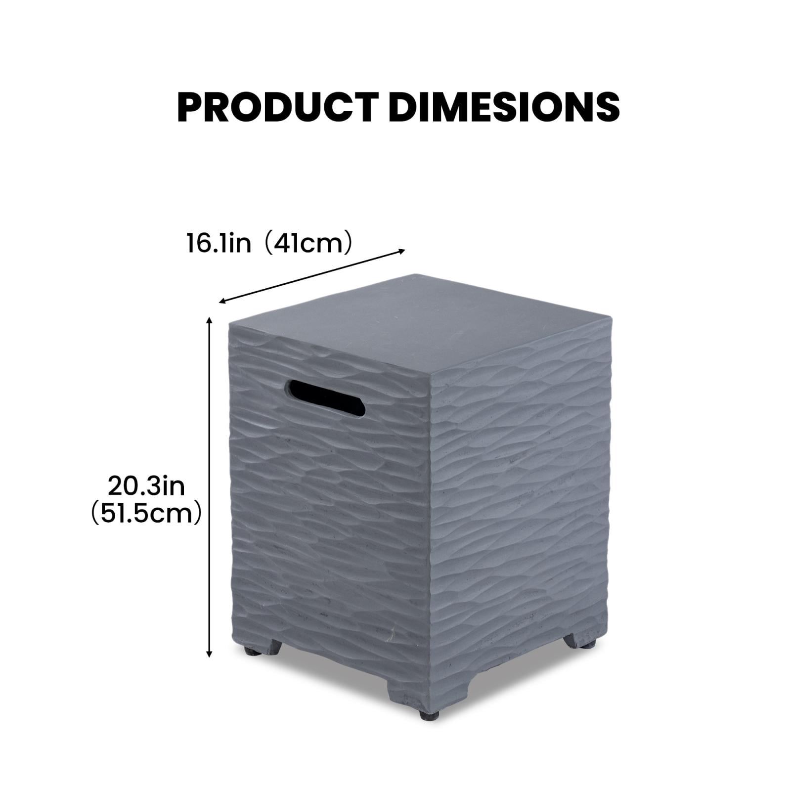 MOALCOFER 16''Outdoor Hideaway Tank Table for Gas Fire Pits, Hides Standard 20lb Propane Tank Cover (Gray)