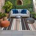 thumbnail image 2 of Black Brown Striped Outdoor Rug for Patio/Deck/Porch, Non-Slip Large Area Rug 5 x 7 Ft, Modern Stripes Art Farmhouse Indoor Outdoor Rugs Washable Area Rugs, Reversible Camping Rug Carpet Runner, 2 of 8
