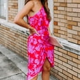 thumbnail image 2 of PEASKJP plus Size Office Attire for Women Women's Leaking Shoulders Off Shoulder Printed Loose Chiffon Dress, 2 of 5