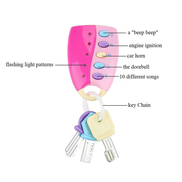 Juguete Para Bebé, Control Remoto De Coche Con 3 Teclas De Colores Y 5 Botones, Sonidos De Simulación Y Luces Intermitentes, Con Función Musical, Para El Aprendizaje Temprano De